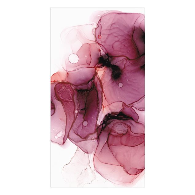Duschrückwand - Wilde Blüten in Violett und Gold