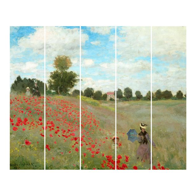 Schiebegardinen Set - Claude Monet - Mohnfeld bei Argenteuil - 5 Flächenvorhänge