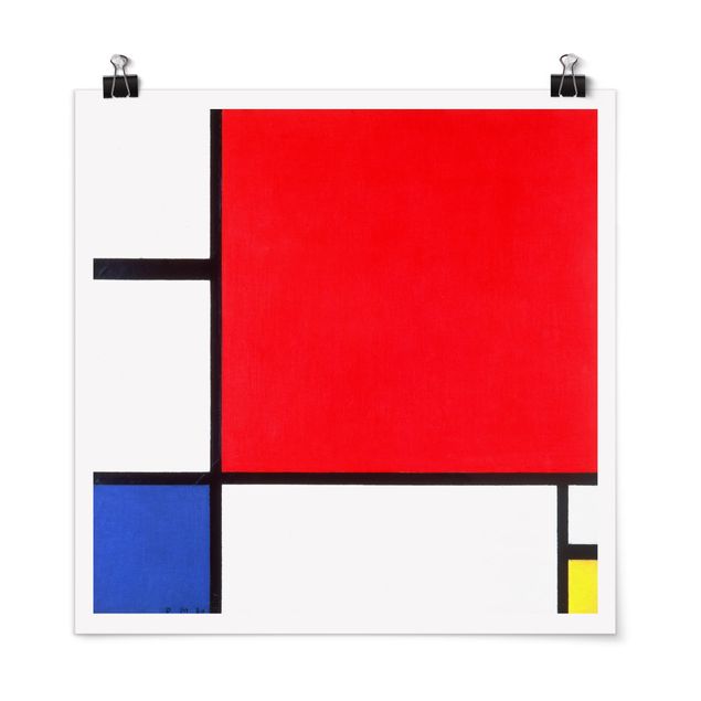 Poster abstrakte Kunst Piet Mondrian - Komposition Rot Blau Gelb