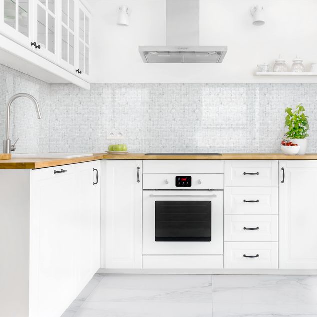 Küchenspiegel Mosaikfliese Marmoroptik Bianco Carrara