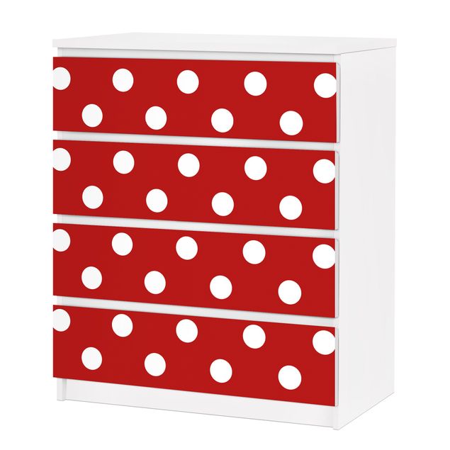 Möbelfolie für IKEA Malm Kommode - selbstklebende Folie No.DS92 Punktdesign Girly Rot