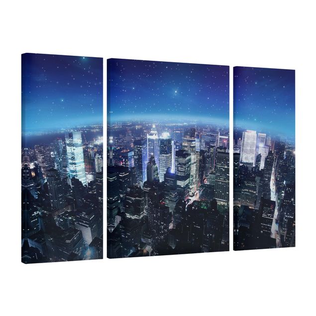 Leinwandbild 3-teilig - Illuminated New York - Triptychon