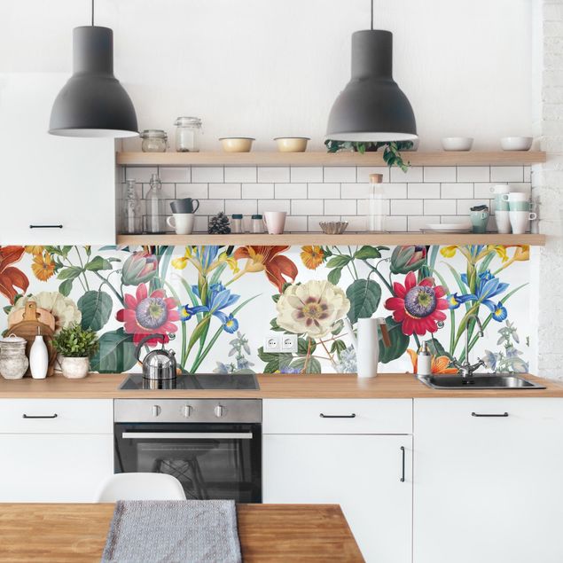Wandpaneele Küche Farbenfrohe Blumenpracht