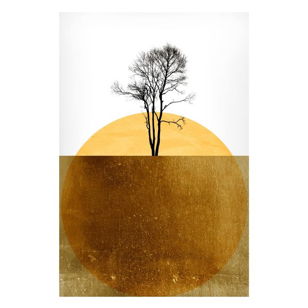 Magnettafel - Goldene Sonne mit Baum - Hochformat 2:3