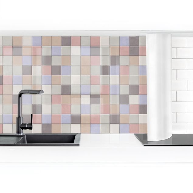 Küchenrückwand selbstklebend Mosaik Fliesen - Shabby Bunt