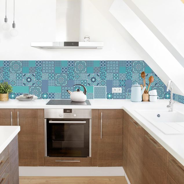 Küchenrückwand - Marokkanische Mosaikfliesen türkis blau