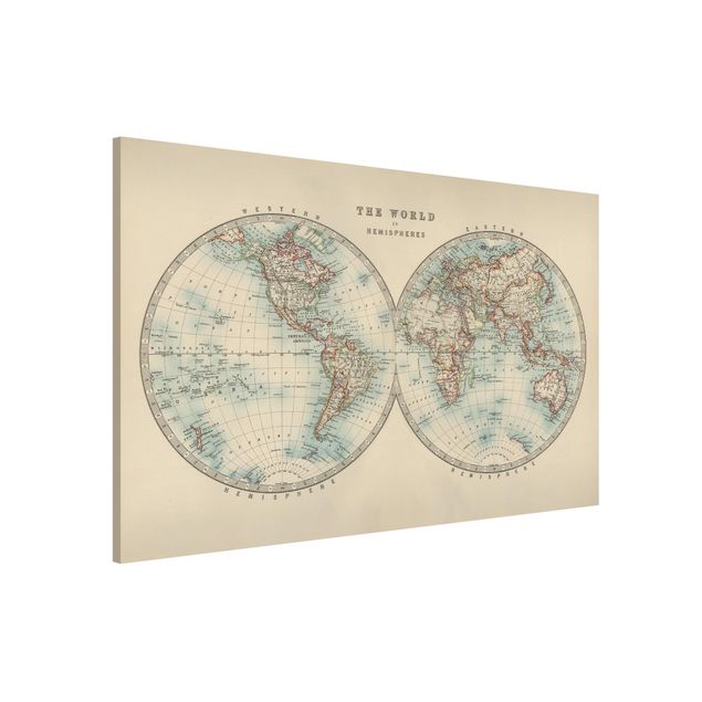 Weltkarte Magnettafel Vintage Weltkarte Die zwei Hemispheren