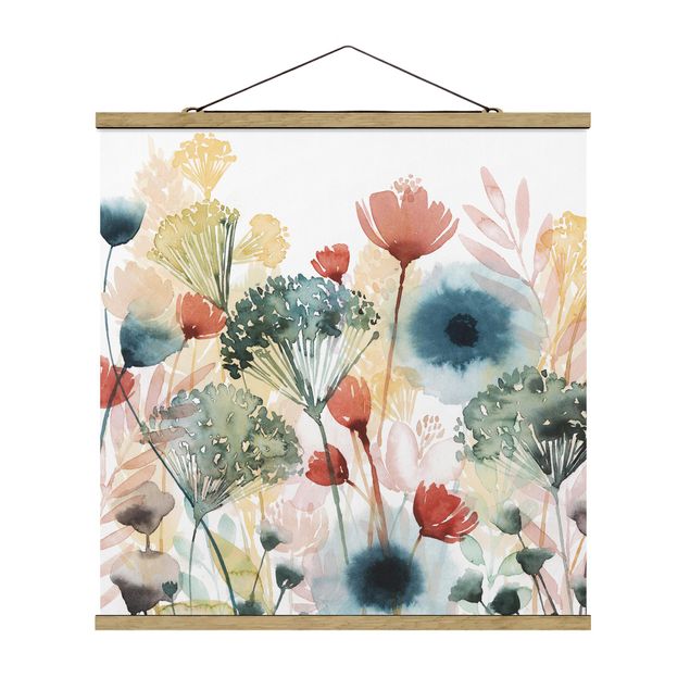 Stoffbild mit Posterleisten - Wildblumen im Sommer I - Quadrat 1:1