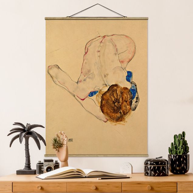 Wandbilder Egon Schiele - Nach vorne gebeugter Akt