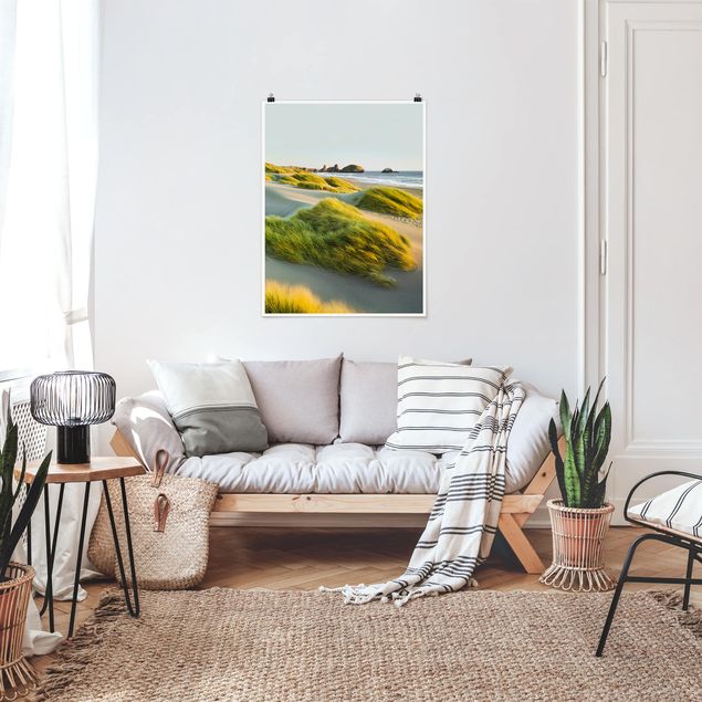 Poster Landschaft Dünen und Gräser am Meer