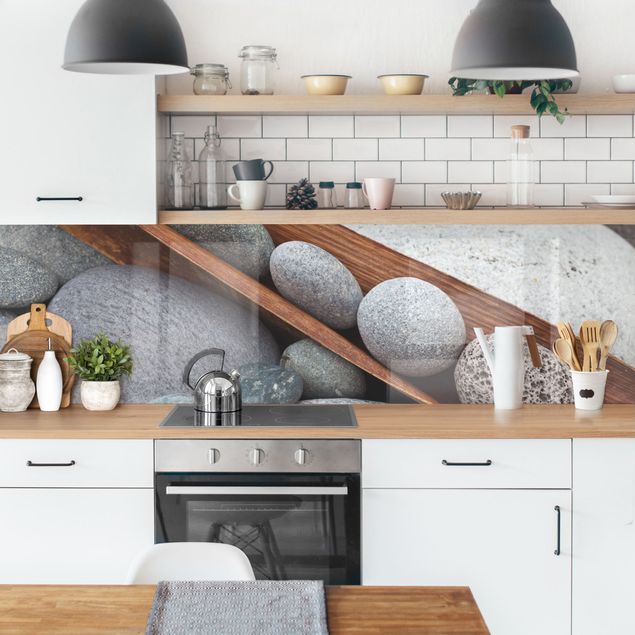 Wandpaneele Küche Stillleben mit grauen Steinen