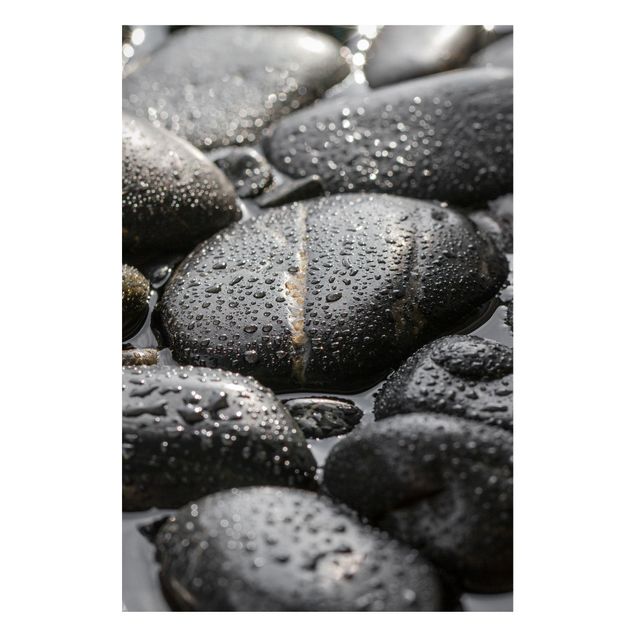 Magnettafel - Schwarze Steine im Wasser - Memoboard Hochformat 3:2