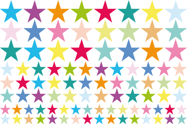 Wandtattoo - 92 Bunte Sterne Set