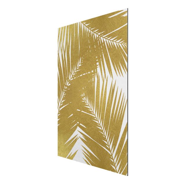 Alu-Dibond - Blick durch goldene Palmenblätter - Querformat