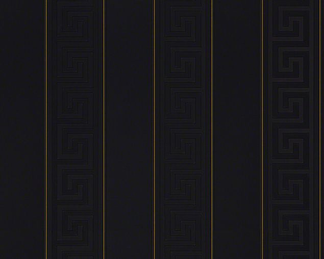 gestreifte Tapete Versace wallpaper Versace 3 Greek in Metallic Schwarz - 935244