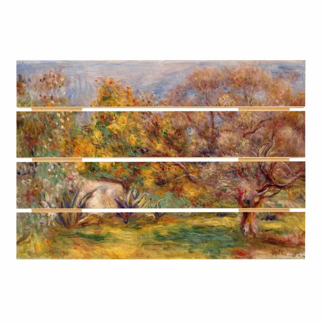 Wandbild Holz Auguste Renoir - Garten mit Olivenbäumen