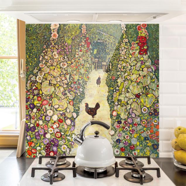 Jugendstil Bilder Gustav Klimt - Gartenweg mit Hühnern