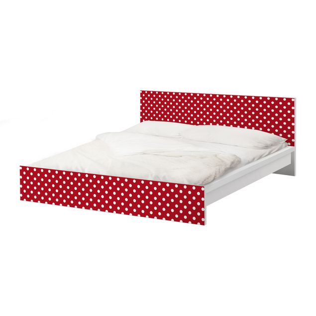 Möbelfolie für IKEA Malm Bett niedrig 160x200cm - Klebefolie No.DS92 Punktdesign Girly Rot