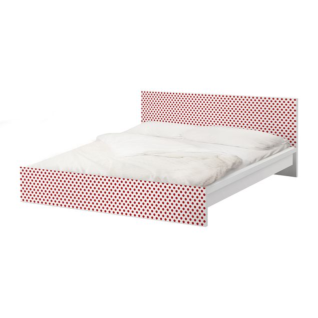 Möbelfolie für IKEA Malm Bett niedrig 160x200cm - Klebefolie No.DS92 Punktdesign Girly Weiß