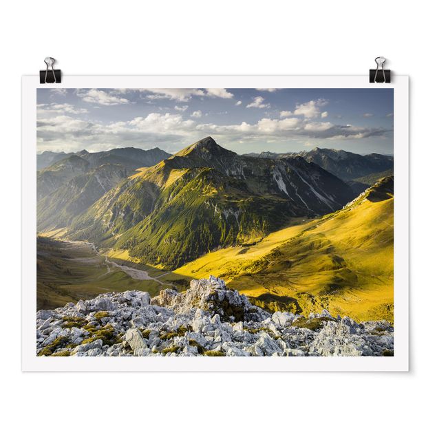 Moderne Poster Berge und Tal der Lechtaler Alpen in Tirol