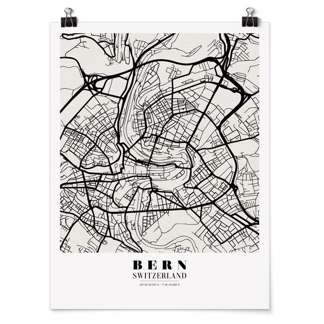 Poster - Stadtplan Bern - Klassik - Hochformat 3:4