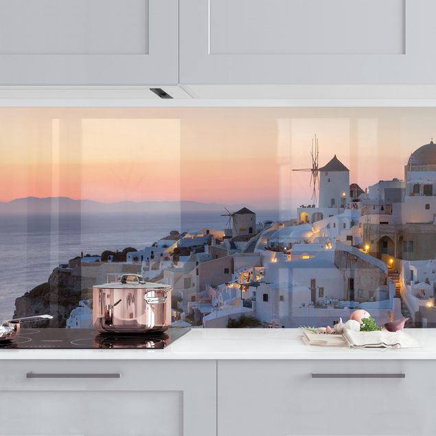 Platte Küchenrückwand Santorini bei Nacht