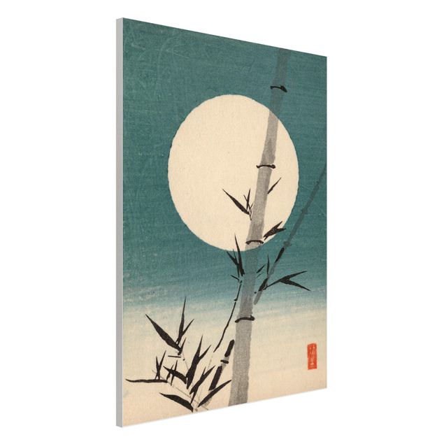 Magnettafel Blume Japanische Zeichnung Bambus und Mond