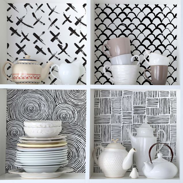 Pattern Design Set aus 4 modernen Pinselstriche-Mustern