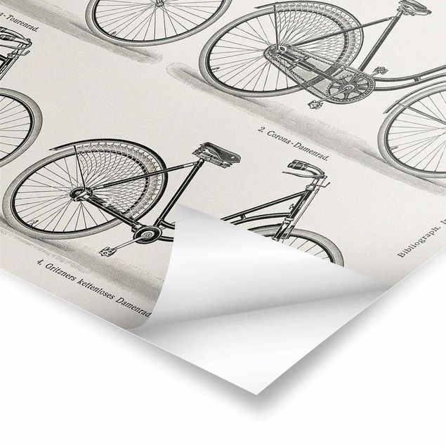 Poster - Vintage Schautafel Fahrräder - Querformat 2:3