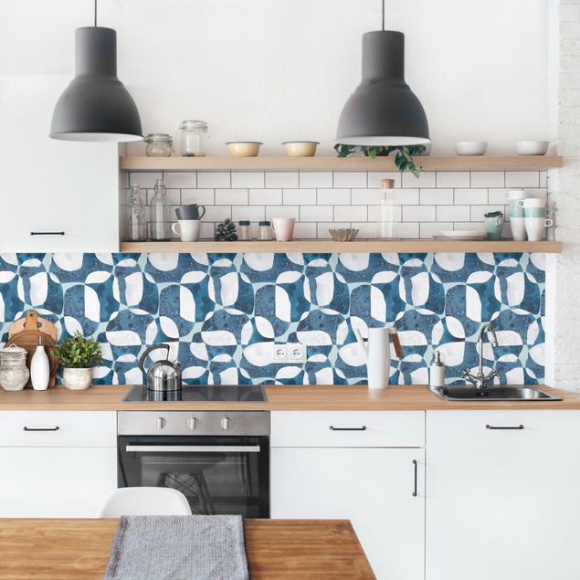 Wandpaneele Küche Lebende Steine Muster in Blau II