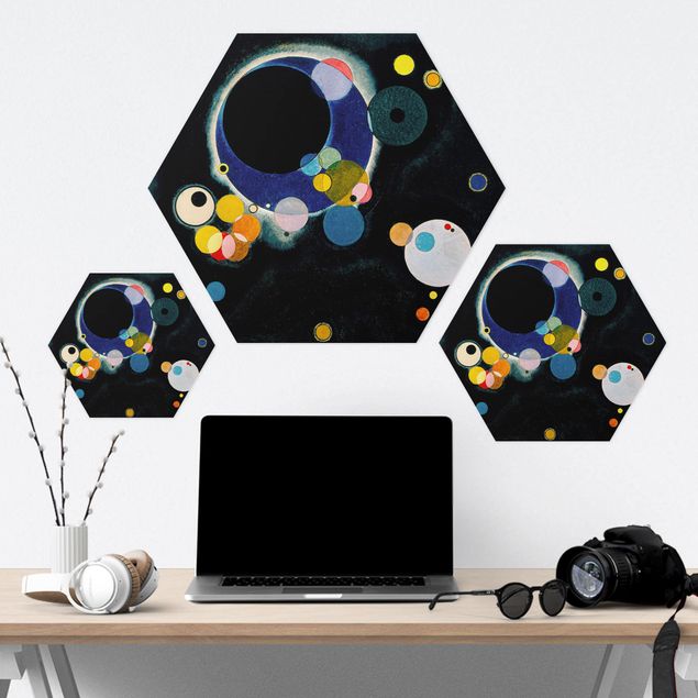 Hexagon Bild Alu-Dibond - Wassily Kandinsky - Skizze Kreise