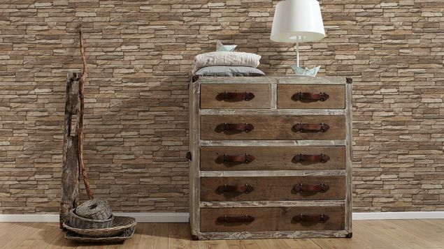 A.S. Création Mustertapete Best of Wood`n Stone 2nd Edition in Beige, Braun