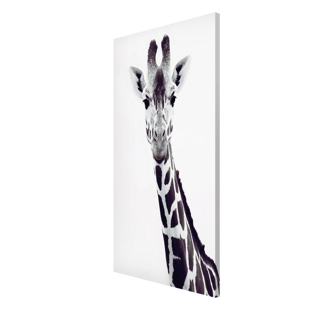 Magnettafel - Giraffen Portrait in Schwarz-weiß - Hochformat 3:4