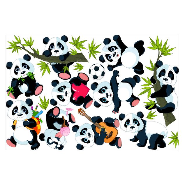 Klebefolie für Fenster mit Motiv Pandabären Mega Set