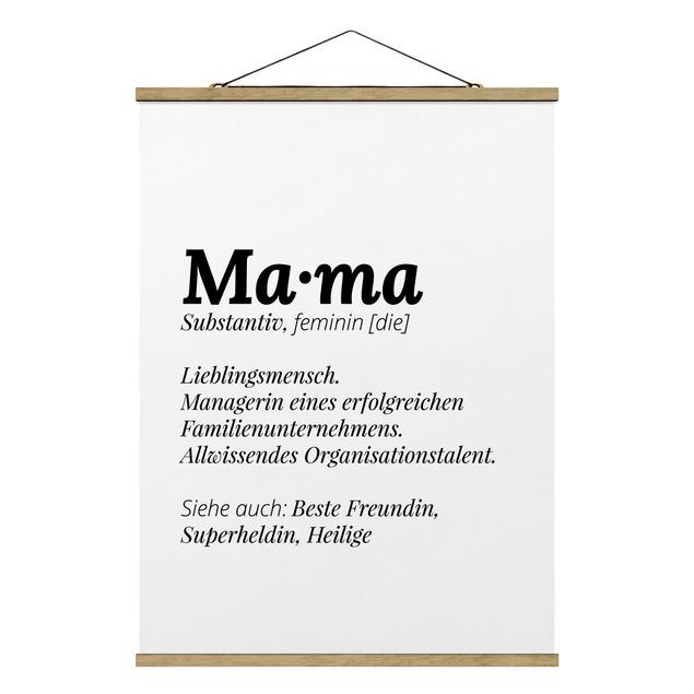 Stoffbild mit Posterleisten - Die Definition von Mama - Hochformat 3:4
