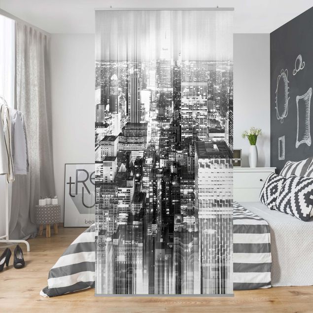 Raumteiler - New York Schwarz Weiß urban stretch 250x120cm