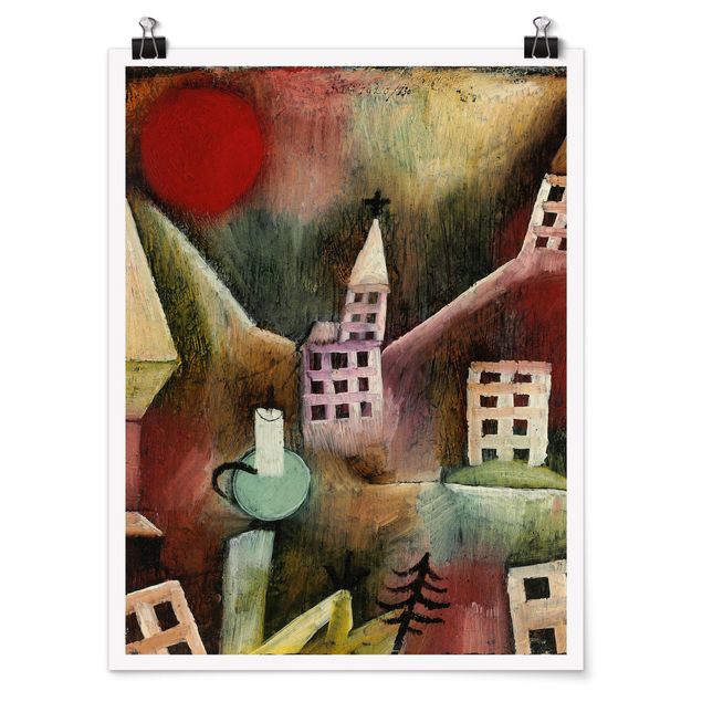 Poster abstrakt Paul Klee - Zerstörtes Dorf