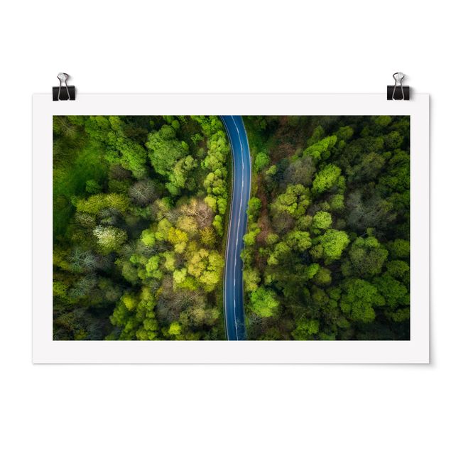 Bilder Luftbild - Asphaltstraße im Wald