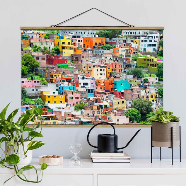 schöne Bilder Farbige Häuserfront Guanajuato