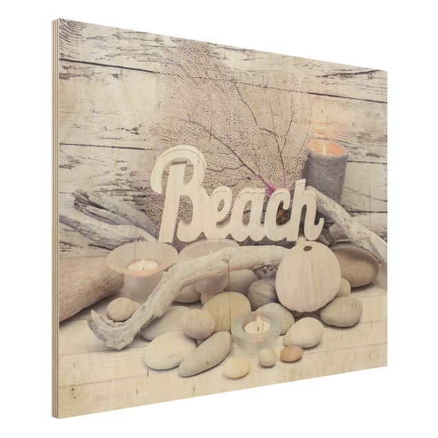 Holzbild mit Spruch Wellness Beach Dekoration
