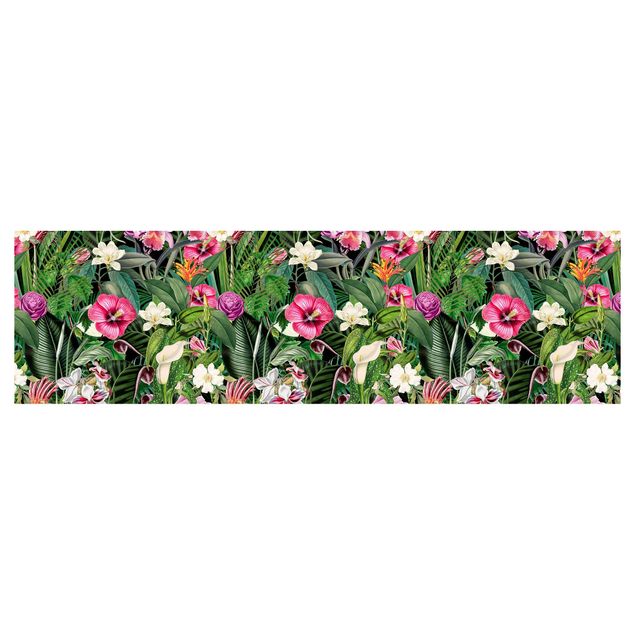 Küchenrückwand nach Maß Bunte tropische Blumen Collage