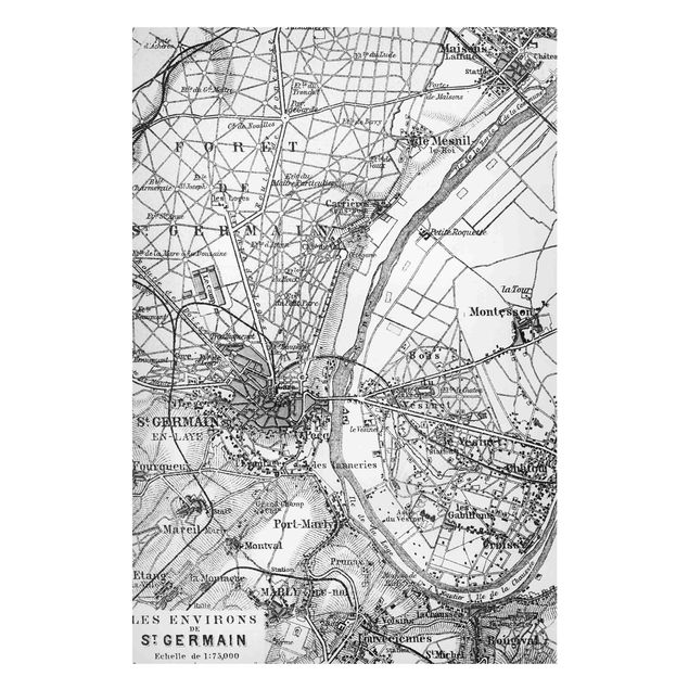Magnettafel - Vintage Karte St Germain Paris - Hochformat 2:3