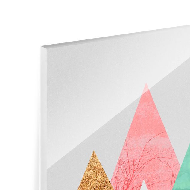 Glas Spritzschutz - Dreieckige Berge mit Goldspitzen - Quadrat - 1:1