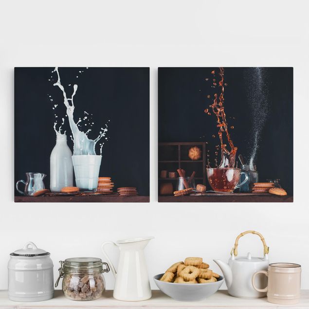 Wandbilder Milch und Tee Komposition