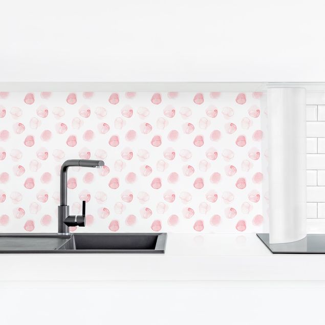 Küchenrückwand selbstklebend Aquarell Punkte Rosa I