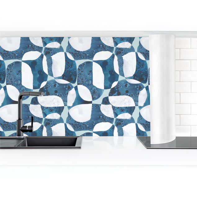Küchenrückwand selbstklebend Lebende Steine Muster in Blau II