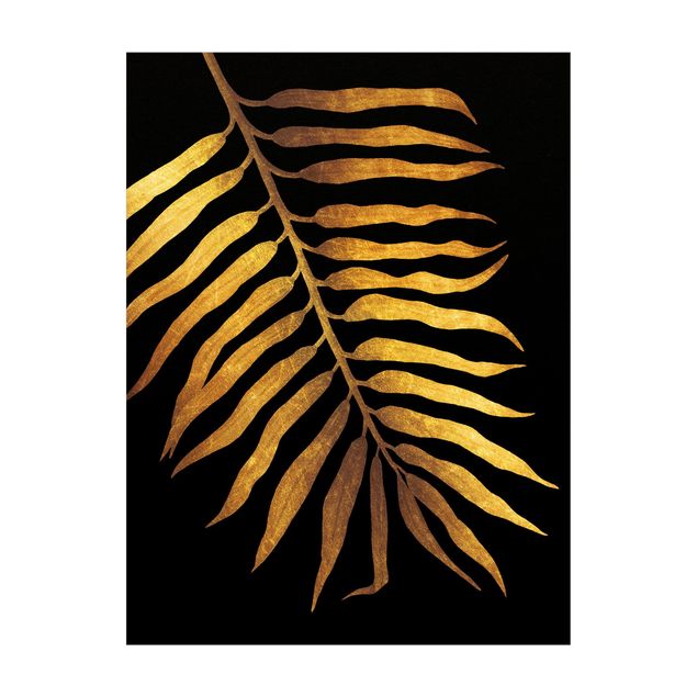 Teppich gold Gold - Palmenblatt II auf Schwarz