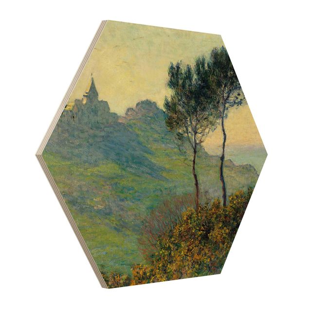 Hexagon Bild Holz - Claude Monet - Varengeville Abendsonne