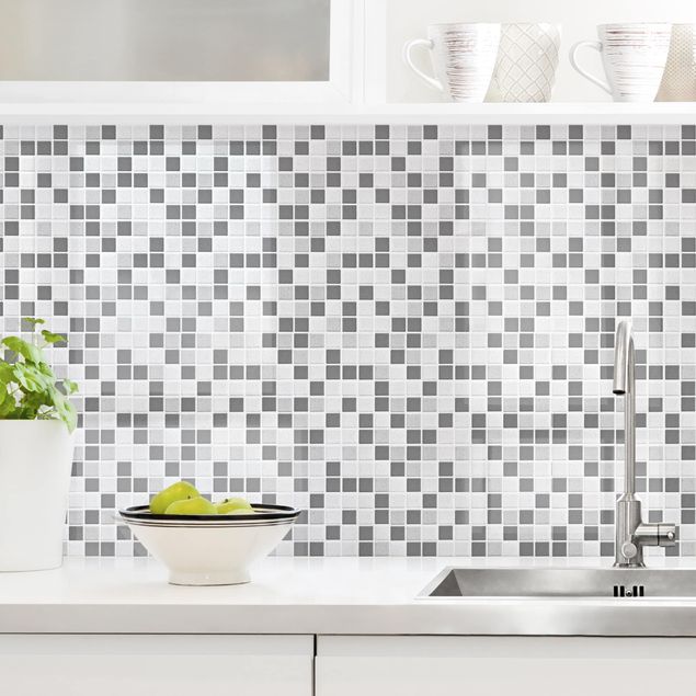 Platte Küchenrückwand Mosaikfliesen Grau