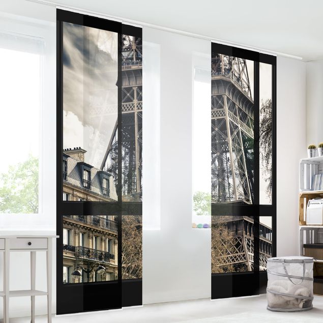 Flächenvorhang Fensterausblick Paris - Nahe am Eiffelturm